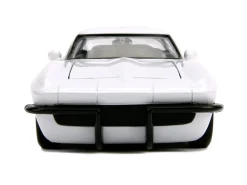 1963 Chevrolet Corvette Stingray White Blue Red Stripe Chevy Racing Bigtime Muscle 1/24 Diecast Model Car Jada 31666