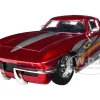 1963 Chevrolet Corvette Stingray Red Metallic with Silver Graphics Bigtime Muscle Series 1/24 Diecast Model Car Jada 35023