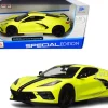 2020 Chevrolet Corvette Stingray Z51 Coupe Yellow Black Stripes 1/24 Diecast Model Car Maisto 31527