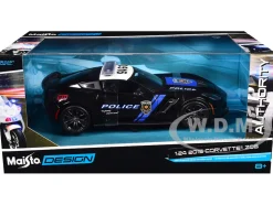 2015 Chevrolet Corvette Z06 "Police" Black with Blue Stripes and White Top "Maisto Design Authority" Series 1/24 Diecast Model Car by Maisto