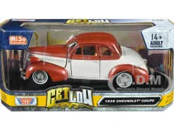 1939 Chevrolet Coupe Lowrider Beige Brown Metallic Get Low Series 1/24 Diecast Model Car Motormax 79028