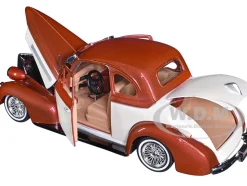 1939 Chevrolet Coupe Lowrider Beige Brown Metallic Get Low Series 1/24 Diecast Model Car Motormax 79028