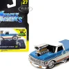1972 Chevrolet C10 Pickup Truck Blue and White with Stripes 1/64 Diecast Model Car Muscle Machines 15567BL