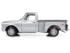 1968 Chevrolet C10 Stepside Pickup Truck Silver Metallic 1/18 Diecast Model Car by Auto World