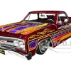 1965 Chevrolet El Camino Lowrider Candy Red Metallic with Graphics Lowriders Series 1/25 Diecast Model Car Maisto 32543CRD