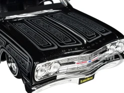 1965 Chevrolet El Camino Lowrider Black Metallic with Silver Graphics Lowriders Series 1/25 Diecast Model Car Maisto 32543BK