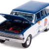 1963 Chevrolet II Nova 400 Wagon "Gulf" Blue and White with Blue Interior "Big Country Collectibles" 2025 Series 1/64 Diecast Model Car by Auto World