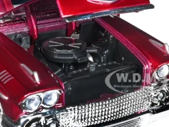 1958 Chevrolet Impala Convertible Lowrider Dark Red Metallic Red Interior Get Low Series 1/24 Diecast Model Car Motormax 79025