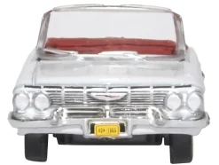 1961 Chevrolet Impala Convertible Ermine White with Roman Red Interior 1/87 (HO) Scale Diecast Model Car by Oxford Diecast