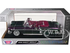 1958 Chevrolet Impala Green and Purple Chrome "Custom Wrap" Series 1/24 Diecast Model Car by Motormax