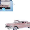 1958 Chevrolet Impala Sport Cay Coral Pink Metallic with White Top 1/87 HO Scale Diecast Model Car Oxford Diecast 87CIS58001