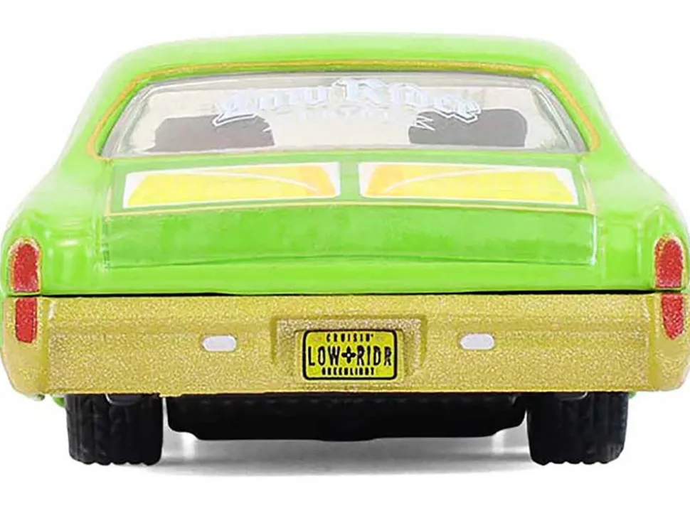 1970 Chevrolet Monte Carlo Lowrider "Michael Heralda Special Edition" Lime Green with Graphics "Hobby Exclusive" Series 1/64 Diecast Model Car by Greenlight
