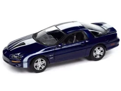 2002 Chevrolet Nickey Camaro ZL1 Navy Blue Metallic with White Stripes "Muscle Cars USA" Series 1/64 Diecast Model Car by Johnny Lightning