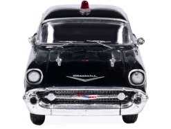 1957 Chevrolet One-Fifty Police Car "Kentucky State Police" Black with Yellow Stripes 1/64 Diecast Model Car by IXO Models