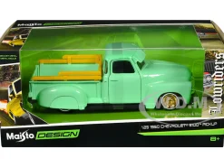 1950 Chevrolet 3100 Pickup Truck Lowrider Light Green with Gold Wheels Lowriders Series 1/24 Diecast Model Car Maisto 32545grn