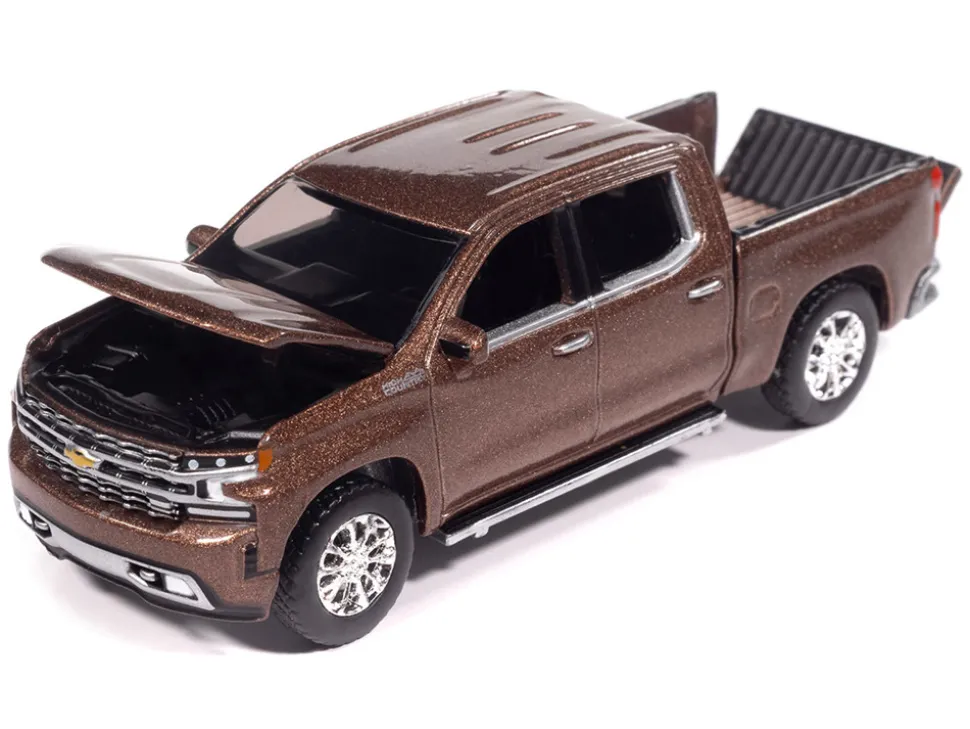2019 Chevrolet Silverado High Country Pickup Truck Oakwood Brown Metallic "Muscle Trucks" Series 1/64 Diecast Model Car by Auto World