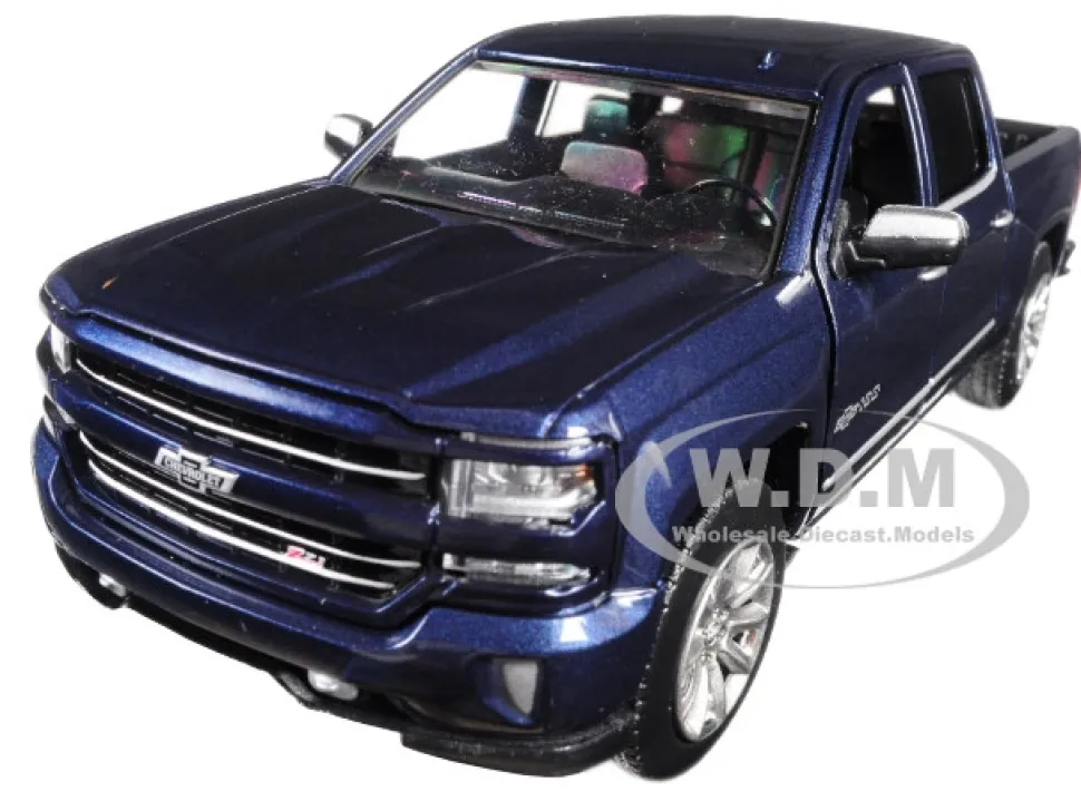 2018 Chevrolet Silverado LTZ Centennial 100 Years Anniversary Edition Blue 1/27 Diecast Model Car Motormax 79353