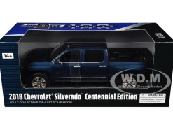 2018 Chevrolet Silverado LTZ Centennial 100 Years Anniversary Edition Blue 1/27 Diecast Model Car Motormax 79353