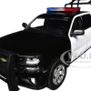 2017 Chevrolet Silverado 1500 LT Z71 Crew Cab Pickup Truck with Bed Cage Black and White with Flashing Light Bar and Front and Rear Lights and Sounds 1/27 Diecast Model Car by Motormax