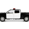 2017 Chevrolet Silverado 1500 LT Z71 Crew Cab Pickup Truck Black and White with Flashing Light Bar and Front and Rear Lights and Sounds 1/27 Diecast Model Car by Motormax