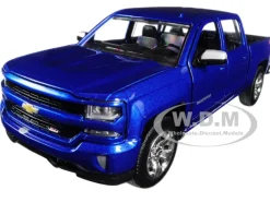 2017 Chevrolet Silverado 1500 LT Z71 Crew Cab Blue 1/27 Diecast Model Car Motormax 79348