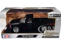 1992 Chevrolet 454 SS Pickup Truck Black "Maxx Design" "American Classics" Series 1/24 Diecast Model Car by Motormax