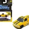 1993 Chevrolet 454 SS Pickup Truck Yellow with Black Stripes 1/64 Diecast Model Car by Muscle Machines