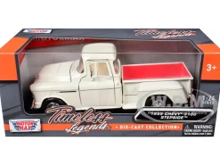 1955 Chevrolet 3100 Stepside Pickup Truck Cream with White Interior "Timeless Legends" Series 1/24 Diecast Model Car by Motormax