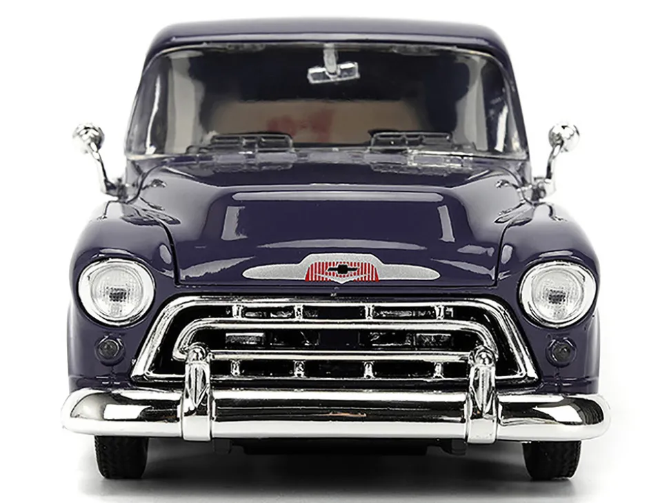 1957 Chevrolet Suburban "Chevron" Dark Blue with White Stripes and Chevron Gas Pump "Just Trucks" Series 1/24 Diecast Model Car by Jada