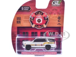 2024 Chevrolet Tahoe "Montgomery County, Maryland Fire & Rescue Bethesda-Chevy Chase Rescue Squad" White with Yellow Stripes "Fire & Rescue" Series #5 1/64 Diecast Model Car by Greenlight