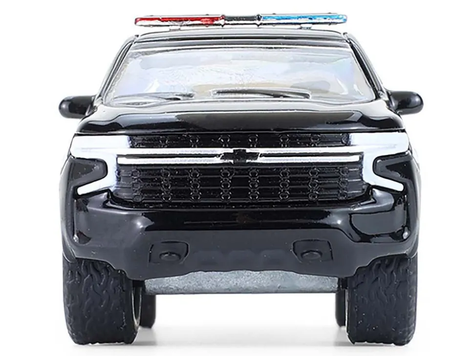 2024 Chevrolet Tahoe Police Pursuit Vehicle "Dover Police – 100th Anniversary Edition" Black with White Stripes "Hobby Exclusive" Series 1/64 Diecast Model Car by Greenlight