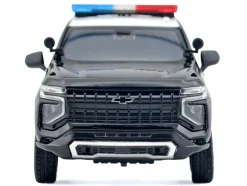 2025 Chevrolet Tahoe PPV "LAPD (Los Angeles Police Department)" Black and White with Flashing Light Bar and Front and Rear Lights and Sounds 1/24 Diecast Model Car by Motormax