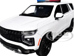2025 Chevrolet Tahoe PPV White "Builder's Kit" with Flashing Light Bar and Front and Rear Lights and Sounds 1/24 Diecast Model Car by Motormax