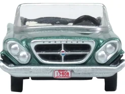 1961 Chrysler 300 Convertible Pinewood Green Metallic 1/87 (HO) Scale Diecast Model Car by Oxford Diecast
