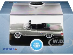 1961 Chrysler 300G Convertible Sheffield Silver Metallic 1/87 (HO) Scale Diecast Model Car by Oxford Diecast