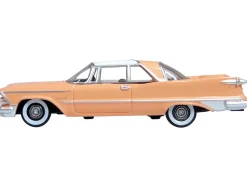 1959 Chrysler Imperial Crown 2 Door Hardtop Persian Pink White Top 1/87 HO Scale Diecast Model Car Oxford Diecast 87IC59001