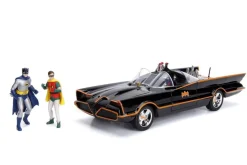 Classic TV Series Batmobile Working Lights Diecast Batman Robin Figures 80 Years Batman 1/18 Diecast Model Car Jada 98625