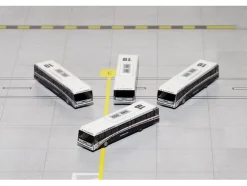 Cobus 3000 Passenger Bus White and Blue US Airways Shuttle Bus 4 Piece Set 1/400 Diecast Models GeminiJets GJ1533