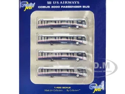 Cobus 3000 Passenger Bus White and Blue US Airways Shuttle Bus 4 Piece Set 1/400 Diecast Models GeminiJets GJ1533