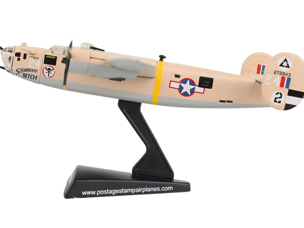 Consolidated B 24D Liberator Bomber Aircraft Strawberry Bitch 376th Heavy Bombardment North Africa United States Army Air Forces 1/163 Diecast Model Airplane Postage Stamp PS5557-5