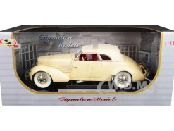 1936 Cord 810 Coupe Yellow Cream Top Red Interior 1/18 Diecast Model Car Signature Models 18108