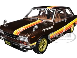 1970 Datsun 510 #5 Brown Metallic with Stripes Limited Edition to 4250 pieces Worldwide 1/24 Diecast Model Car by M2 Machines