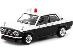 Datsun 510 "Japanese Police" Black and White "Road64" Series 1/64 Diecast Model Car by Tarmac Works