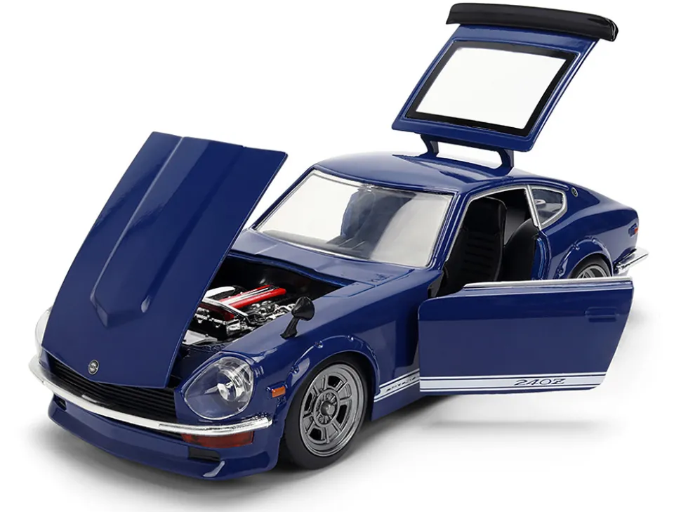 1972 Datsun 240Z Blue with White Stripes "JDM Tuners" Series 1/24 Diecast Model Car by Jada