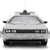 DeLorean Brushed Metal Time Machine with Lights "Back to the Future" (1985) Movie "40th Anniversary" Special Packaging "Hollywood Rides" Series 1/24 Diecast Model Car by Jada