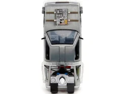 DeLorean Brushed Metal Time Machine Train Wheel Version with Lights Back to the Future Part III 1990 Movie Hollywood Rides Series 1/24 Diecast Model Car Jada 34996