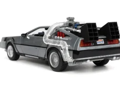 DeLorean Brushed Metal Time Machine Lights Back to the Future 1985 Movie Hollywood Rides Series 1/24 Diecast Model Car Jada 32911