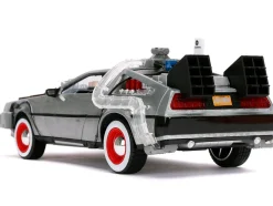 DeLorean Brushed Metal Time Machine Lights Back to the Future Part III 1990 Movie Hollywood Rides Series 1/24 Diecast Model Car Jada 32166