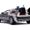 DeLorean Brushed Metal Time Machine with Lights Flying Version Back to the Future Part II 1989 Movie Hollywood Rides Series 1/24 Diecast Model Car Jada 31468
