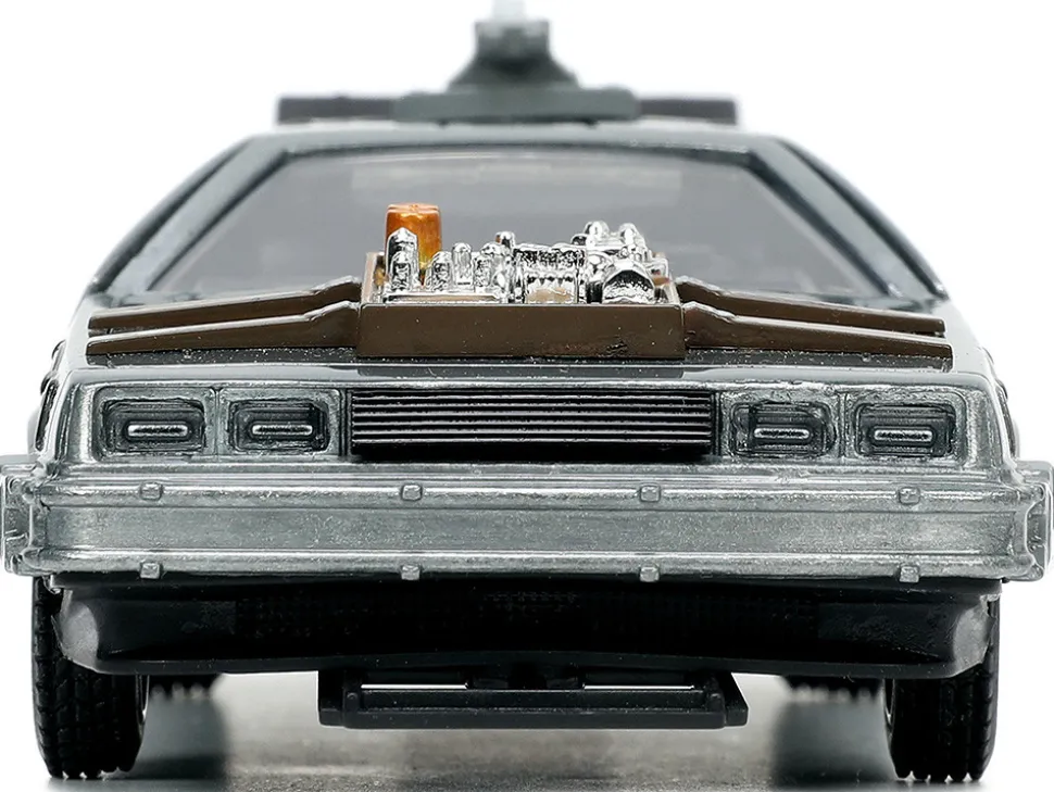 DeLorean DMC Time Machine Brushed Metal Back to the Future Part III 1990 Movie Hollywood Rides Series 1/32 Diecast Model Car Jada 32290